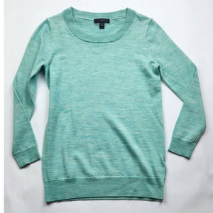 J. Crew Tippi Sweater Womens XXS Teal Green Merino Wool Crewneck Knit Top